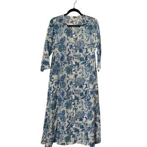 Roller Rabbit Amanda Anu Long Kurta Dress XS Blue Cotton Maxi Country Peasant